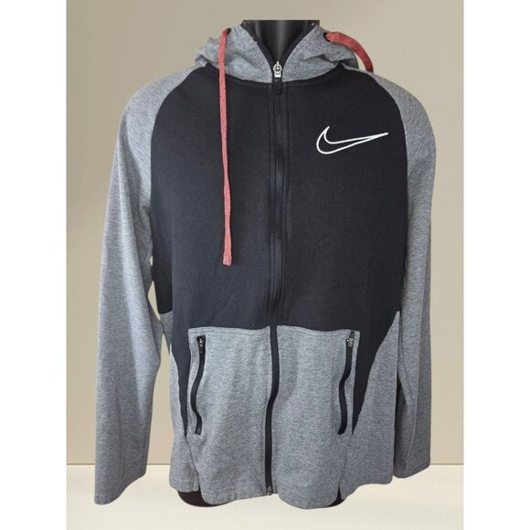 Nike Therma-Fit Mens Black & Gray Full-Zip Hooded Jacket Medium - Picture 1 of 9